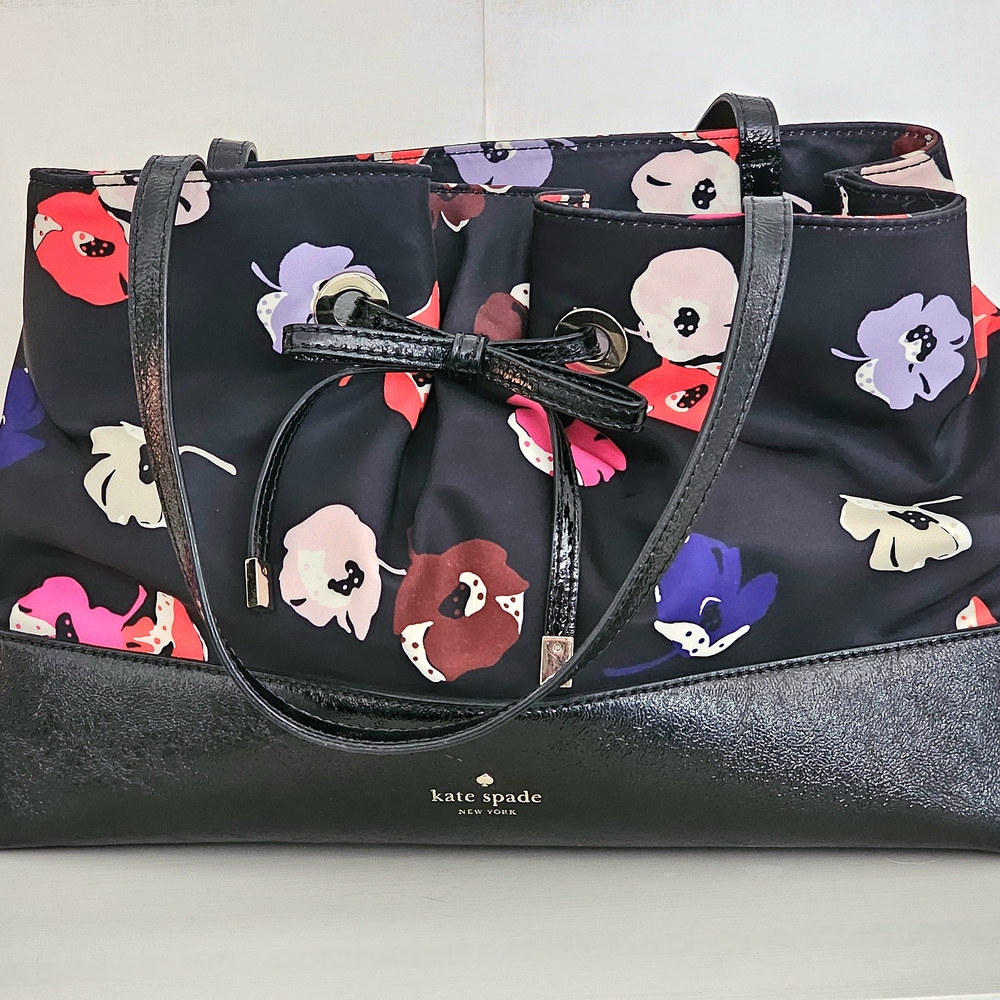 100. Kate Spade Black and Red Floral Tote Bag